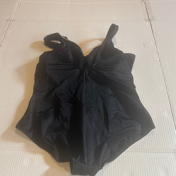 Miraclesuit Black classic Swimsuit with Gold Zipper padded bra support stretchy - Picture 6 of 9